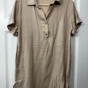 Casual Tan Button-Up Shirt